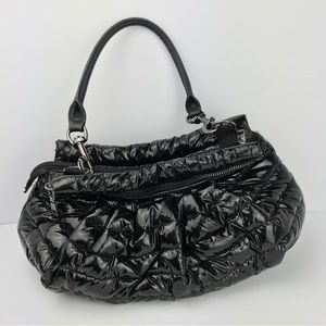 THINK ROYLN Quilted Shiny Black Puffer Bag Purse Satchel Carrington